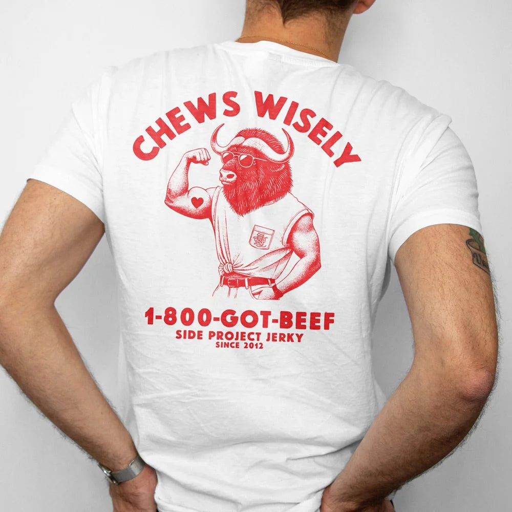 Side Project Jerky Chews Wisely Tee Shirt